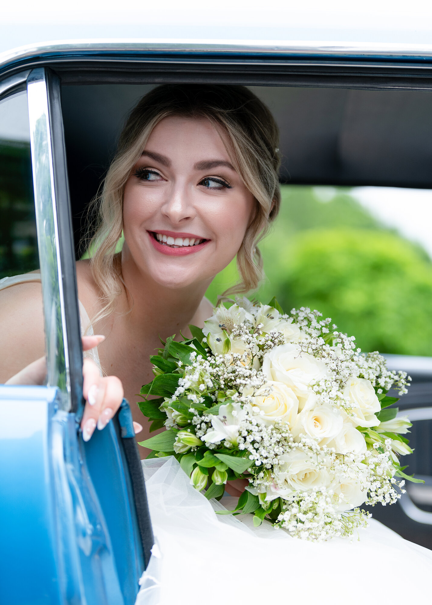 Bride in Vintage Car — wedding photography in Hamilton, Ontario by NN Popa Photography