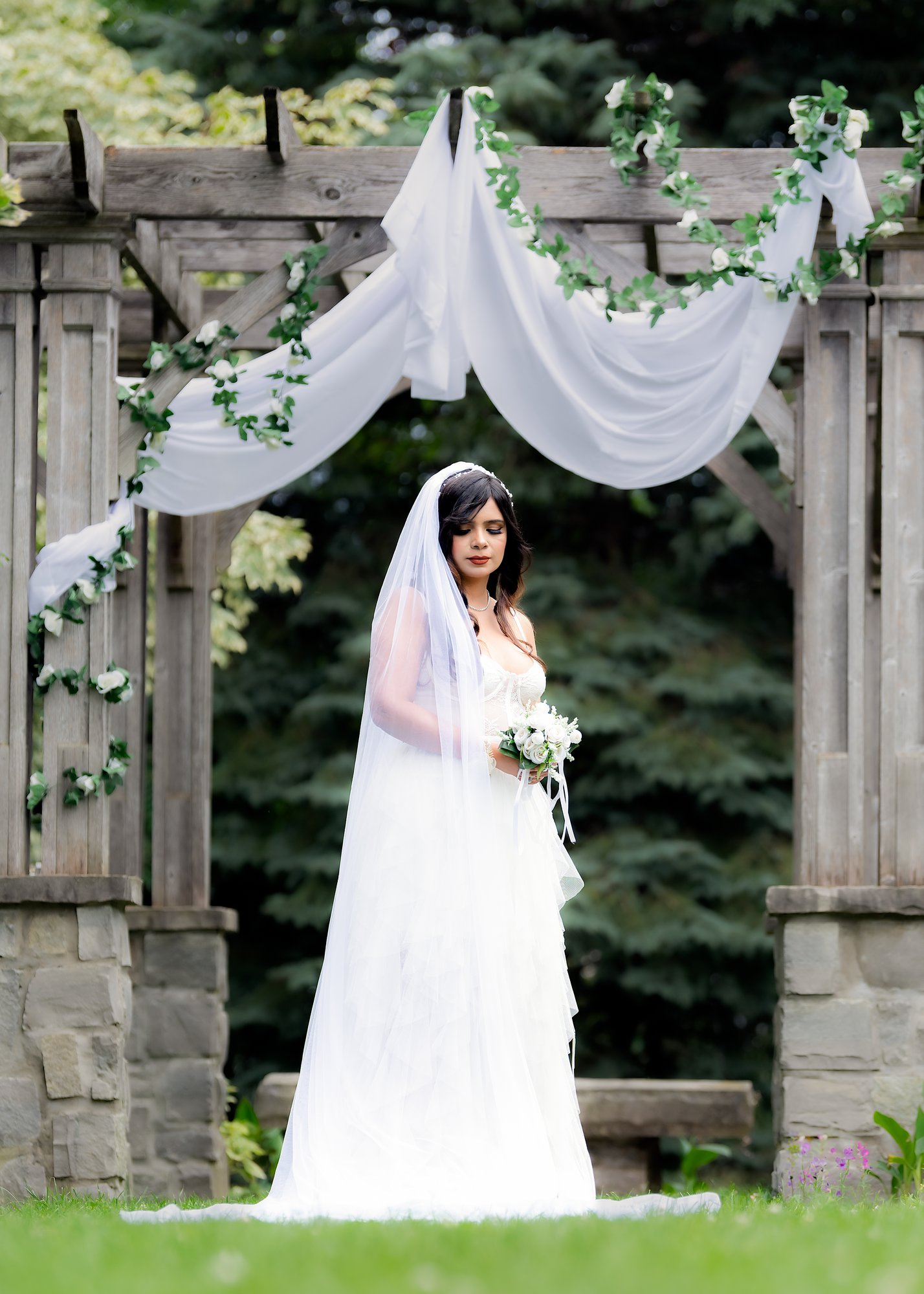 Bride at the Arbor — wedding photography in Waterloo, Ontario by NN Popa Photography